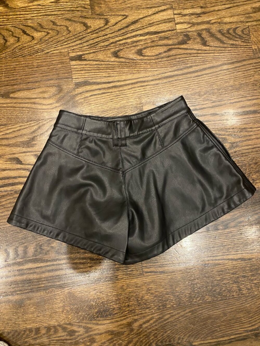 FREE PEOPLE WE THE FREE REIGN VEGAN LEATHER SHORTS - Picture 3 of 5